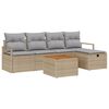 vidaXL Gartensofa-set mit Kissen mit Speicher 6 pcs Beige Poly Rattan