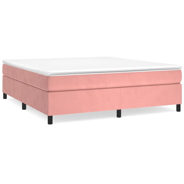 vidaXL Boxspringbett mit Matratze Rosa 160x200 cm Samt
