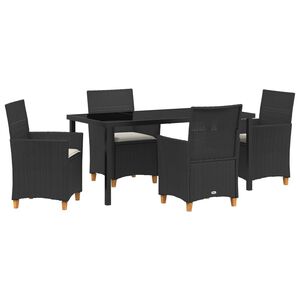 vidaXL Garten Essgruppe 5 pcs Schwarz Poly-Rattan