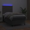 vidaXL Boxspringbett mit Matratze & LED Grau 90x190 cm Kunstleder