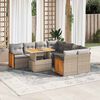 vidaXL 9-tlg. Garten-Sofagarnitur mit Kissen Beige Poly Rattan Akazie