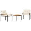 vidaXL Gartenm&ouml;bel-Set 3 stk. 2-Sitzer Cremewei&szlig; Poly-Rattan