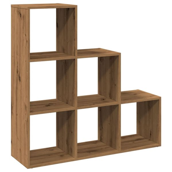 vidaXL Raumteiler-B&uuml;cherregal 3 Etagen Artisan-Eiche 99x29x99 cm