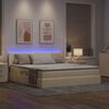 vidaXL Bett mit Stauraum und LED mit Matratze Creme 180 x 200 cm Stoff