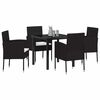 vidaXL Garten Essgruppe mit Kissen 5 pcs Schwarz Poly-Rattan