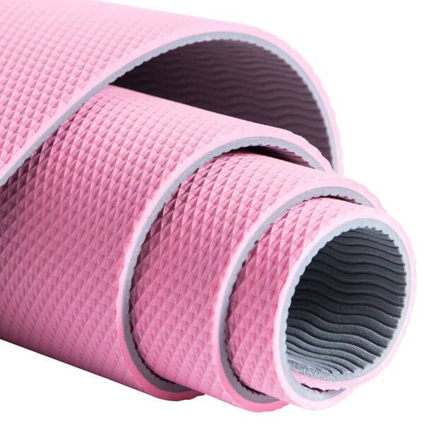 Pure2Improve Yogamatte 173×58×0,6 cm Rosa und Grau