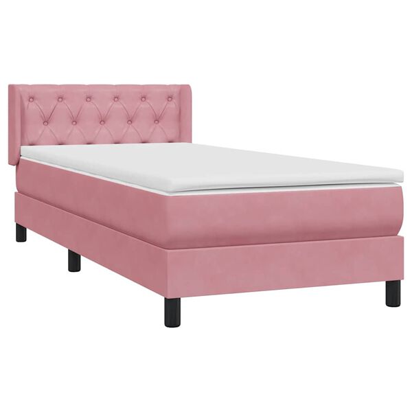 vidaXL Boxspringbett mit Matratze Rosa 80x220 cm Samt