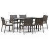 vidaXL 7-tlg. Garten-Essgruppe mit Kissen Poly Rattan und Stahl