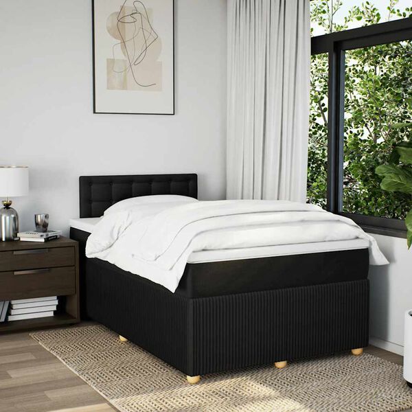 vidaXL Boxspringbett mit Matratze Schwarz 120x190 cm Stoff