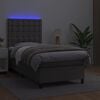 vidaXL Boxspringbett mit Matratze & LED Grau 90x200 cm Kunstleder