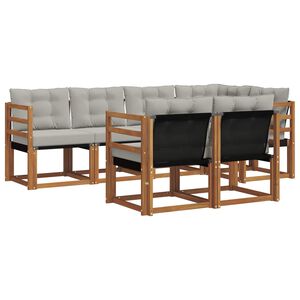 vidaXL Outdoor-Sofagarnitur mit Kissen 7 pcs Nat&uuml;rlich und Hellgrau