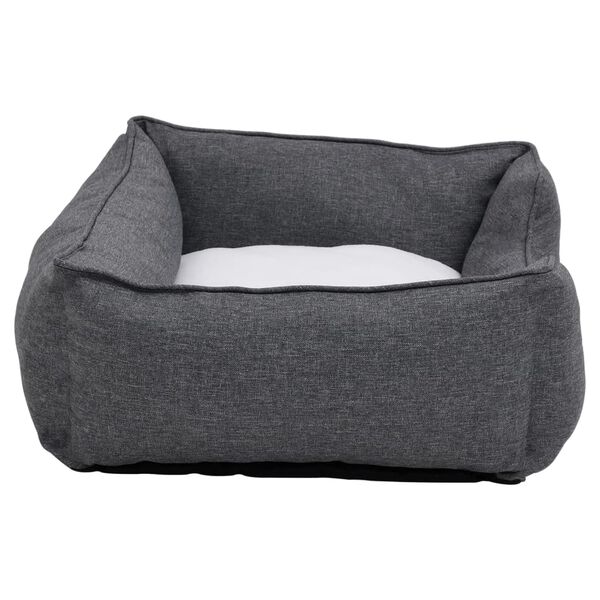 vidaXL Hundebett Grau-Wei&szlig; 110,5x80,5x26 cm Fleece Leinenoptik
