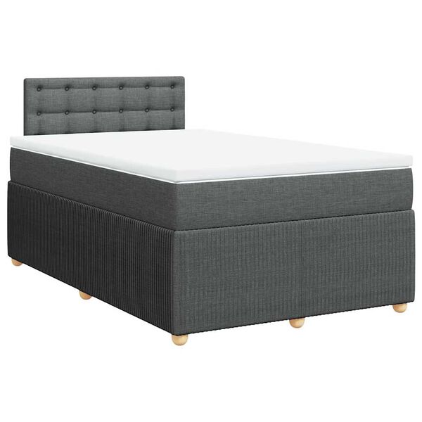 vidaXL Boxspringbett mit Matratze Dunkelgrau 120x200 cm Stoff