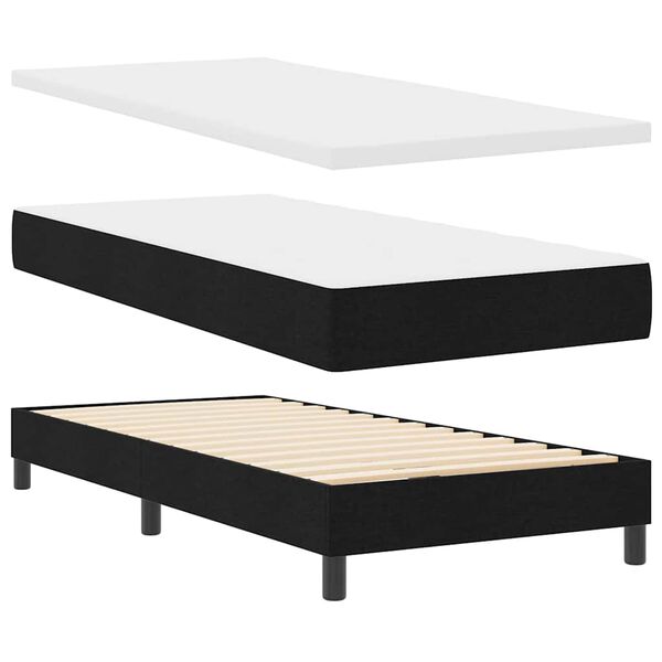 vidaXL Boxspringbett mit Matratze Schwarz 190 x 90 cm Stoff