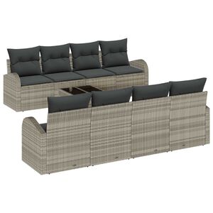 vidaXL Gartensofa-set 9 pcs Hellgrau und Dunkelgrau Poly-Rattan