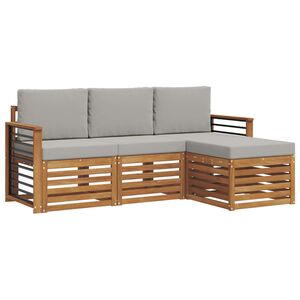 vidaXL Outdoor-Sofagarnitur 4 stk. 4-Sitzer Natur und Hellgrau
