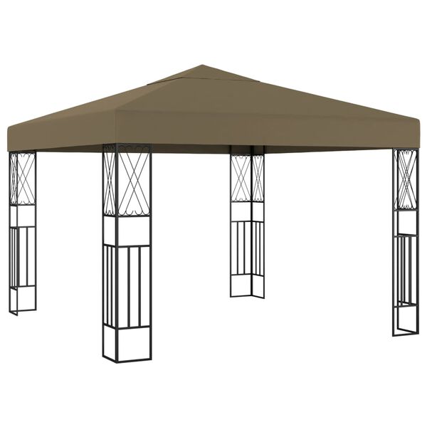 vidaXL Pavillon mit LED-Lichterkette 3x3 m Taupe Stoff