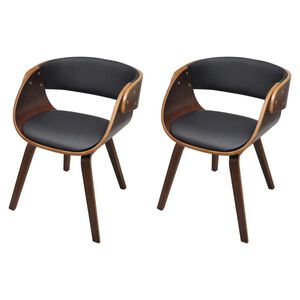 vidaXL Esszimmerst&uuml;hle 2 Stk. Braun Bugholz und Kunstleder
