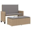 vidaXL Gartenbank mit Kissen und Hocker Beige Poly Rattan