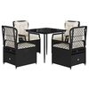 vidaXL 5-tlg. Garten-Essgruppe mit Kissen Schwarz Poly Rattan