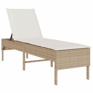 vidaXL Sonnenliege mit Auflage Beige 55x200x44 cm Poly Rattan