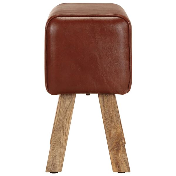 vidaXL Sitzbank Turnbock-Design 58cm Braun Echtleder Mango Massivholz