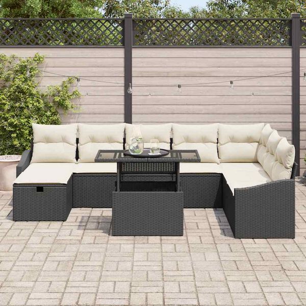vidaXL Garten-Sofa-Set 9 pcs Schwarz Poly-Rattan