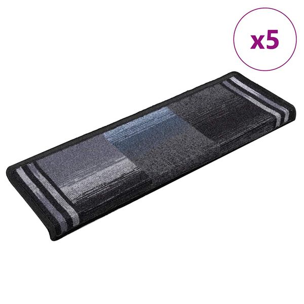 vidaXL Stufenmatten Selbstklebend 5 Stk. 65x21x4 cm Schwarz Grau