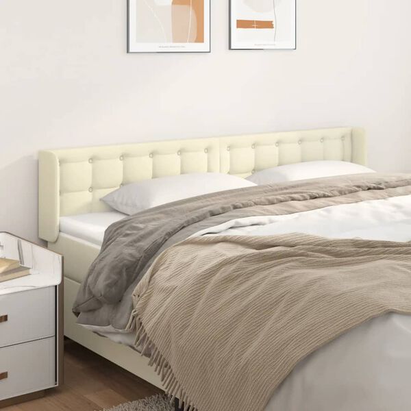 vidaXL Kopfteil mit Ohren Creme 163x16x78/88 cm Kunstleder