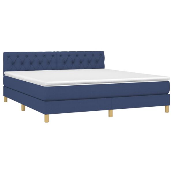 vidaXL Boxspringbett mit Matratze & LED Blau 160x200 cm Stoff
