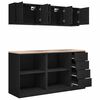 vidaXL Garagenschr&auml;nke 6 Stk. Schwarz Holzwerkstoff