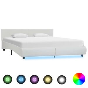 vidaXL Bettgestell mit LED Wei&szlig; Kunstleder 180&times;200 cm