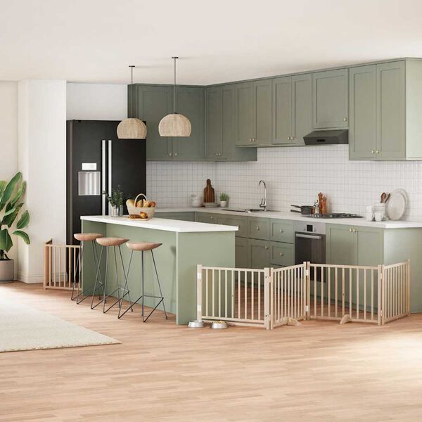 vidaXL 10-tlg. Hundetor mit T&uuml;r Faltbar 800 cm Pappelholz