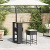 vidaXL 3-tlg. Gartenbar-Set mit Kissen Schwarz Poly Rattan