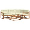 vidaXL Outdoor-Sofagarnitur mit Kissen 5 pcs Natur und Creme