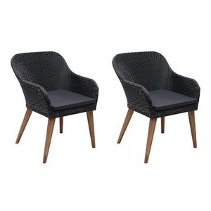 vidaXL Gartenst&uuml;hle mit Polstern 2 Stk. Poly Rattan Schwarz