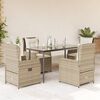 vidaXL 5-tlg. Garten-Essgruppe mit Kissen Beige Poly Rattan
