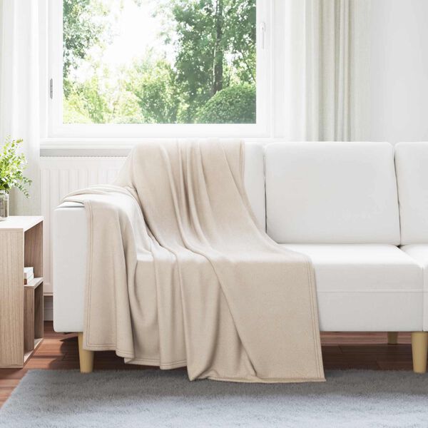 vidaXL &Uuml;berwurfdecke Beige 170 x 130 cm Fleece