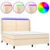 vidaXL Boxspringbett mit Matratze & LED Creme 160x200 cm Stoff
