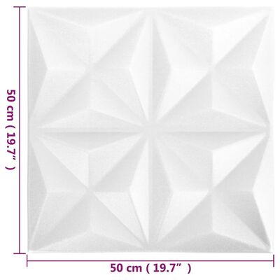 vidaXL 3D-Wandpaneele 48 Stk. 50x50 cm Origami Weiß 12 m²