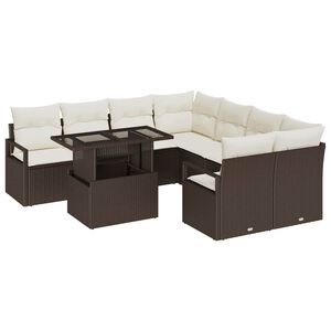 vidaXL Gartensofa-set 9 stk. 8-Sitzanzahl Braun und Creme Poly-Rattan
