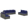 vidaXL 7-tlg. Garten-Lounge-Set mit Kissen Poly Rattan Grau