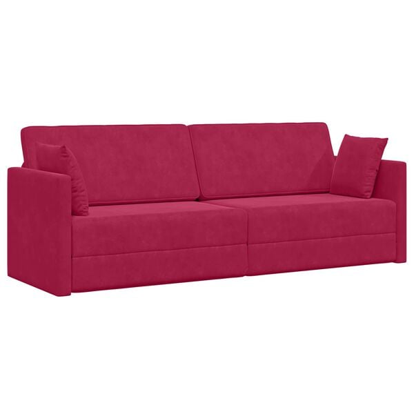 vidaXL Boden-Sofa-Bett 200cm Weinrot Samt