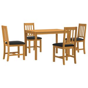 vidaXL Essgruppe 5 stk. Schwarz Massivholz Eiche