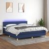 vidaXL Boxspringbett mit Matratze & LED Blau 160x200 cm Stoff
