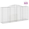 vidaXL Gabionen mit Hochbogen 25 Stk 300x50x140/160cm Verzinktes Eisen