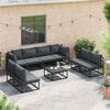 vidaXL Garten-Sofa-Set mit Kissen 9 pcs Schwarz Aluminium