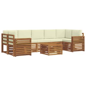 vidaXL Outdoor-Sofagarnitur 8 pcs Natur und Creme Massivholz Akazie