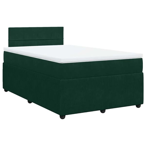 vidaXL Boxspringbett mit Matratze Dunkelgr&uuml;n 120x190 cm Samt