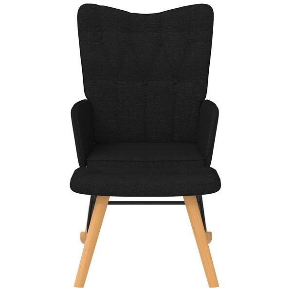 vidaXL Schaukelsessel mit Hocker Schwarz Stoff